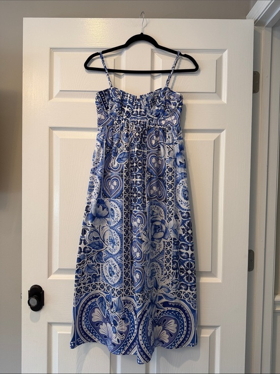 Caroline Constas Dresses & Skirts - NWOT Caroline Constas Blue and White Printed Midi Sundress size XS